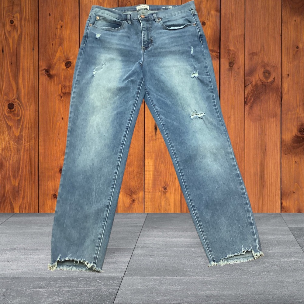 Nicole Miller New York Soho High Rise Ankle Skinny Jeans Distressed Blue Size 10